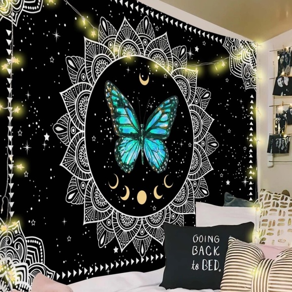 Butterfly Moon Wall Tapestry Decor - Picture 1 of 7